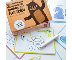Lietuvos Kurejai Lavinamosios daugkartinio naudojimo kortelės "Nuo taško iki taško" + žymeklių rinkinys
