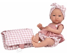 Arias lėlė su languotais, rožiniais rūbeliais, mergaitė, 38 cm