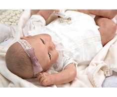 Reborn lėlytė baltais rūbeliais, mergaitė, 45 cm