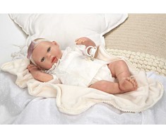 Reborn lėlytė baltais rūbeliais, mergaitė, 45 cm