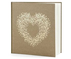 PartyDeco Albumas knyga svečių palinkėjimams Širdelė 20,5x20,5 cm, 22 psl ruda