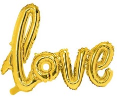 PartyDeco Balionai LOVE auksiniai 73x59cm