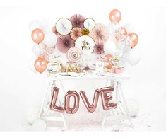 PartyDeco Balionai LOVE rožinio aukso 140x35cm
