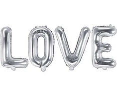 PartyDeco Balionai LOVE sidabriniai 140x35cm