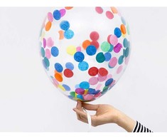 PartyDeco Balionai su konfeti "Margi rutuliukai" 30 cm, 6vnt