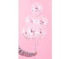 PartyDeco Balionai su konfeti "Sidabrinės žvaigždės" 30 cm