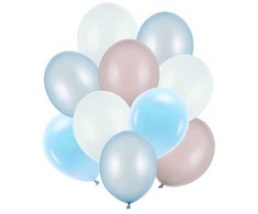 PartyDeco Balionų rinkinys Melsvi - sidabriniai, 10vnt