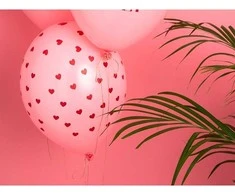 Party Deco Rožiniai pasteliniai balionai "Širdelės" (6vnt)