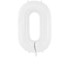 PartyDeco Baltas balionas Skaičius, 86cm, Skaičius: 0
