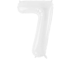 PartyDeco Baltas balionas Skaičius, 86cm, Skaičius: 7
