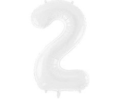 PartyDeco Baltas balionas Skaičius, 86cm, Skaičius: 2