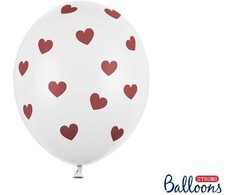 PartyDeco Balti balionai su širdelėmis 6 vnt