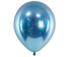 PartyDeco Blizgantys balionai mėlyni, 30cm, 10vnt