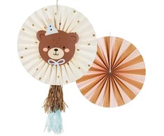PartyDeco Popierinės dekoracijos-vėduoklės Meškiukas, 1 pak/2 vnt