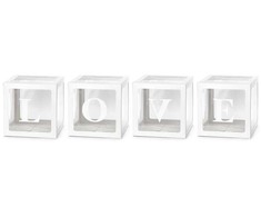 PartyDeco Dėžučių rinkinys balionams „LOVE“, baltos