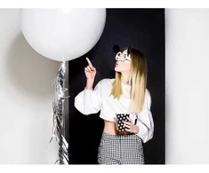 PartyDeco Didelis apvalus balionas 1m, pastelinis baltas