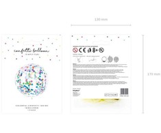 PartyDeco Didelis balionas Spalvotas konfeti, 1m