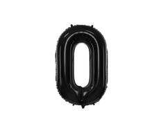 PartyDeco Folinis balionas "0" juodas, 86 cm