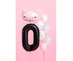 PartyDeco Folinis balionas "0" juodas, 86 cm