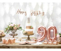PartyDeco Folinis balionas "0" rožinio aukso, 35 cm