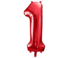 PartyDeco Folinis balionas "1" raudonas, 86 cm