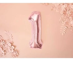 PartyDeco Folinis balionas "1" rožinio aukso, 35 cm