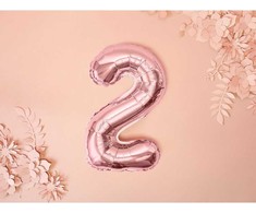 PartyDeco Folinis balionas "2" rožinio aukso, 35 cm