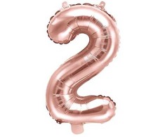 PartyDeco Folinis balionas "2" rožinio aukso, 35 cm