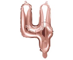 PartyDeco Folinis balionas "4" rožinio aukso, 35 cm