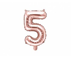 PartyDeco Folinis balionas "5" rožinio aukso, 35 cm