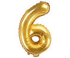 PartyDeco Folinis balionas "6" auksinis, 35 cm