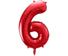 PartyDeco Folinis balionas "6" raudonas, 86 cm