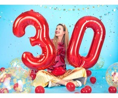 PartyDeco Folinis balionas "6" raudonas, 86 cm