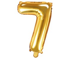 PartyDeco Folinis balionas "7" auksinis, 35 cm