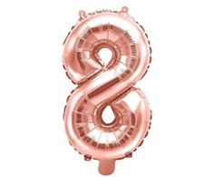 PartyDeco Folinis balionas "8" rožinio aukso, 35 cm