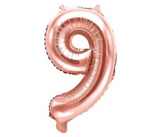 PartyDeco Folinis balionas "9" rožinio aukso, 35 cm