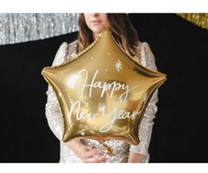 PartyDeco Folinis balionas auksinė Žvaigždė Happy New Year