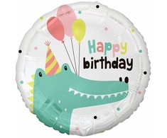 GoDan PartyDeco Folinis balionas Krokodiliukas, Happy birthday, 36cm