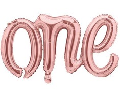 PartyDeco Folinis balionas "One" rožinio aukso