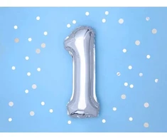 PartyDeco Folinis balionas sidabrinis skaičius, 35 cm, Skaičius: 4