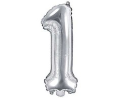 PartyDeco Folinis balionas sidabrinis skaičius, 35 cm, Skaičius: 4