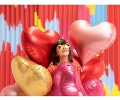 PartyDeco Folinis balionas Širdutė 75x64,5 cm, rožinio aukso
