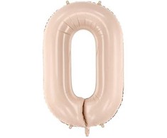 PartyDeco Folinis balionas skaičius 0, kreminis 72cm