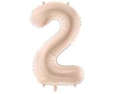 PartyDeco Folinis balionas skaičius 2, kreminis 72cm