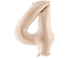 PartyDeco Folinis balionas skaičius 4, kreminis 72cm