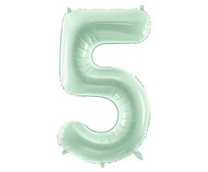 PartyDeco Folinis balionas skaičius 5, žalsvas 72cm