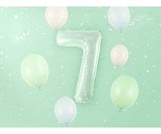 PartyDeco Folinis balionas skaičius 7, žalsvas 72cm