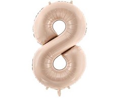 PartyDeco Folinis balionas skaičius 8, kreminis 72cm
