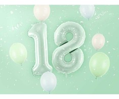 PartyDeco Folinis balionas skaičius 8, žalsvas 72cm