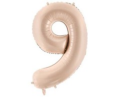 PartyDeco Folinis balionas skaičius 9, kreminis 72cm